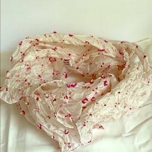 Silk Pink and White puckered scarf